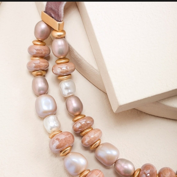 Chico's Taupe Cappuccino Two-Strand Faux Pearl Necklace and Stretch Bracelet Set - Picture 10 of 15